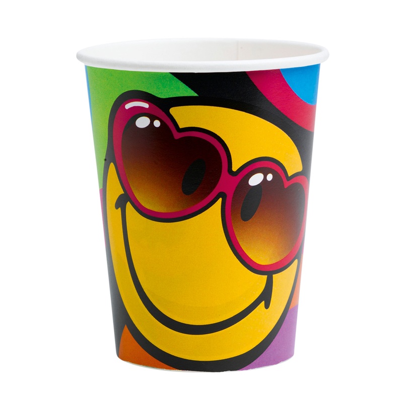 8 Smiley World paper cups 266ml