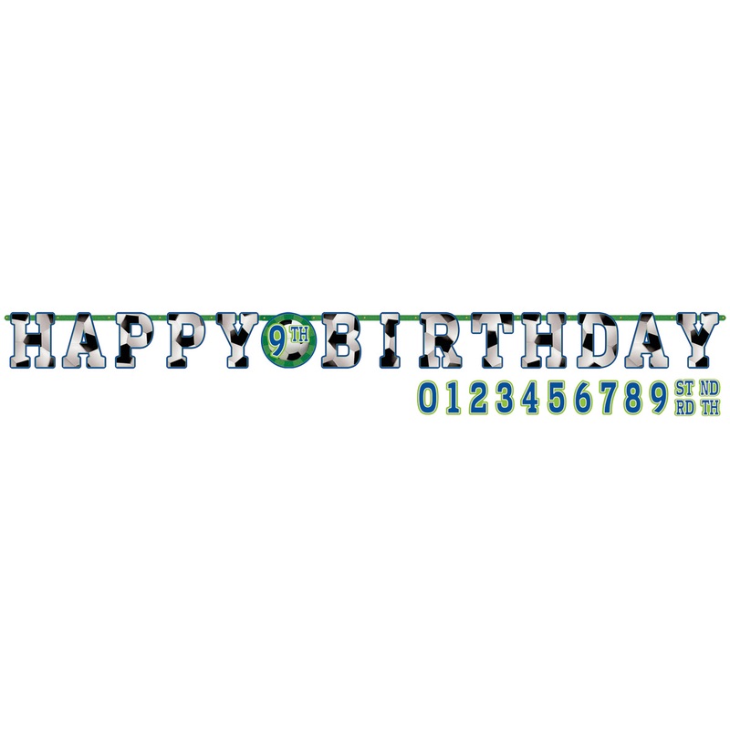 Customizable football garland Happy Birthday 320cm