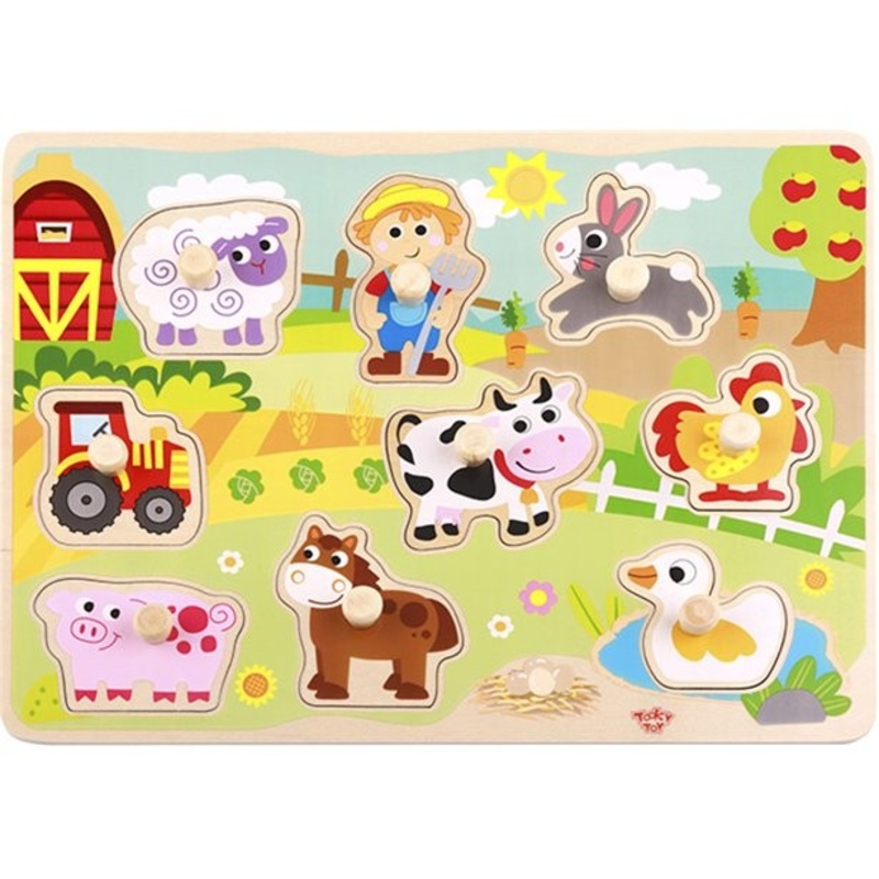 Cute wooden farm puzzle 10 pieces