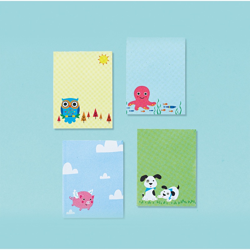 Mini notepad with cute animal motif 4 pieces