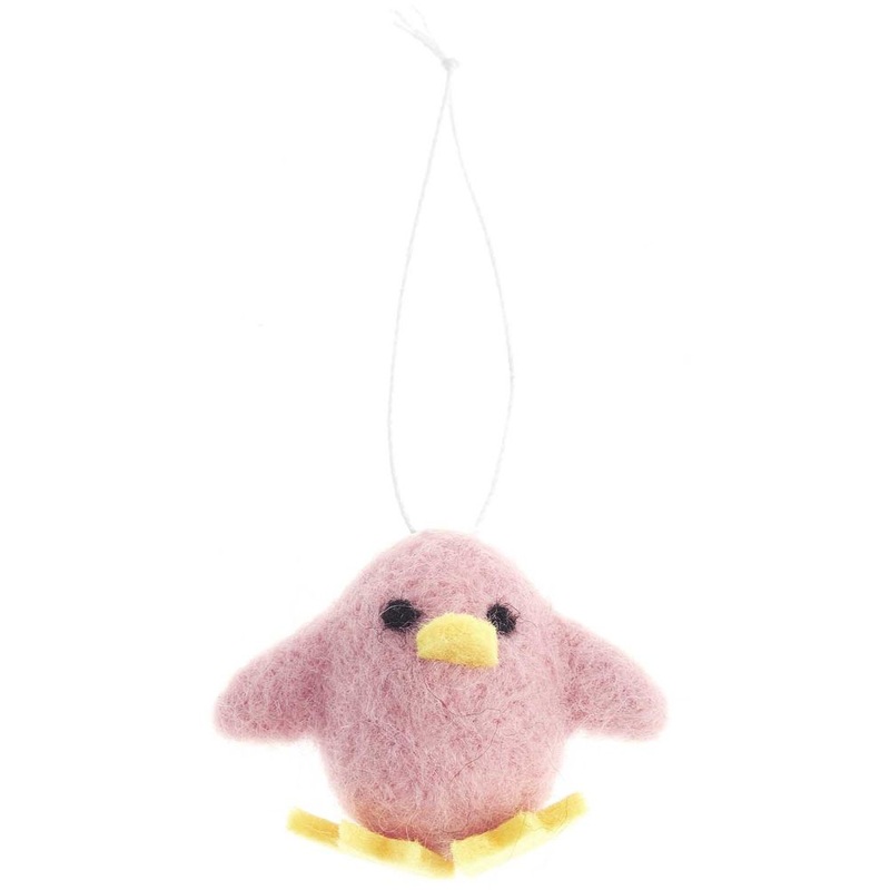Pink Easter chick pendant made of felt