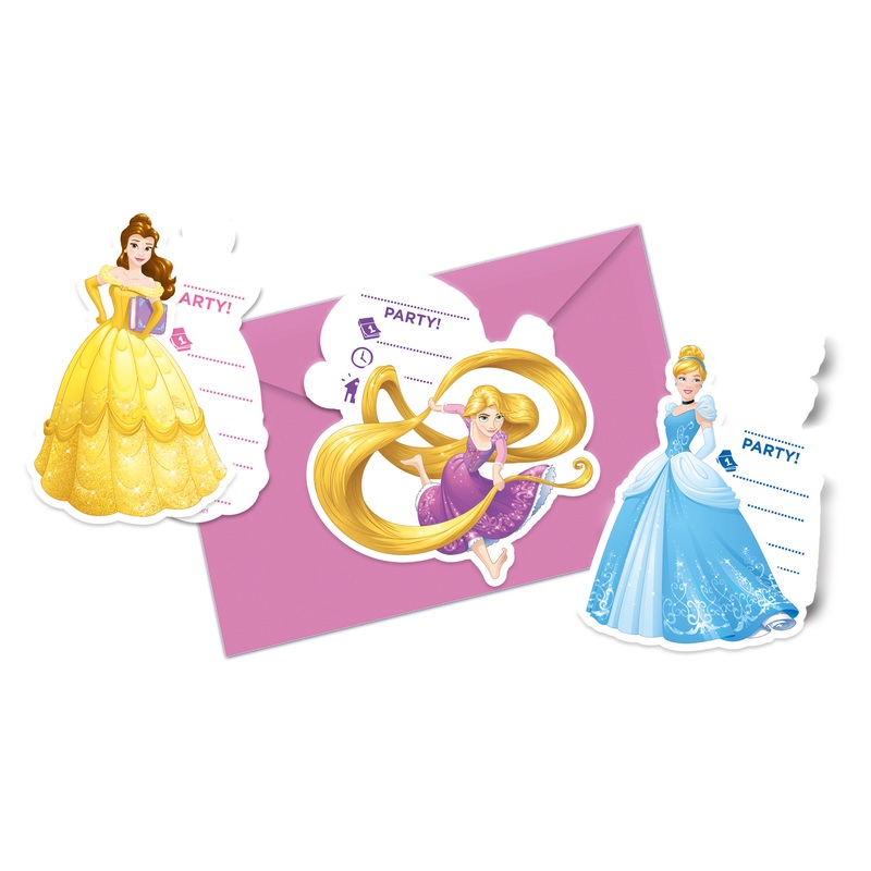 Princess Heart Strong 6 invitation cards and envelopes