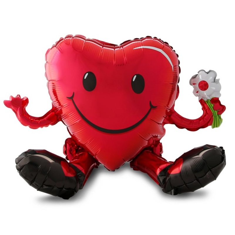 Sitting heart balloon Smiley 50 x 33cm