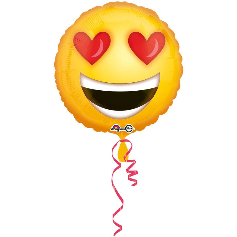 Smiley with heart eyes foil balloon 43cm