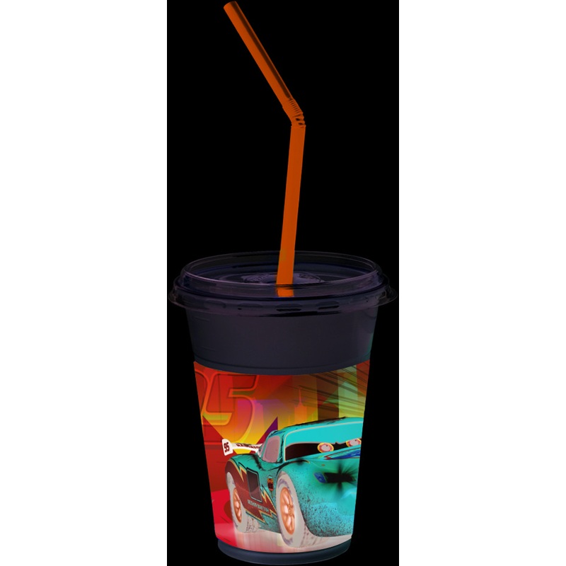 12 Cars Ice Racer milkshake plastic cups 300ml