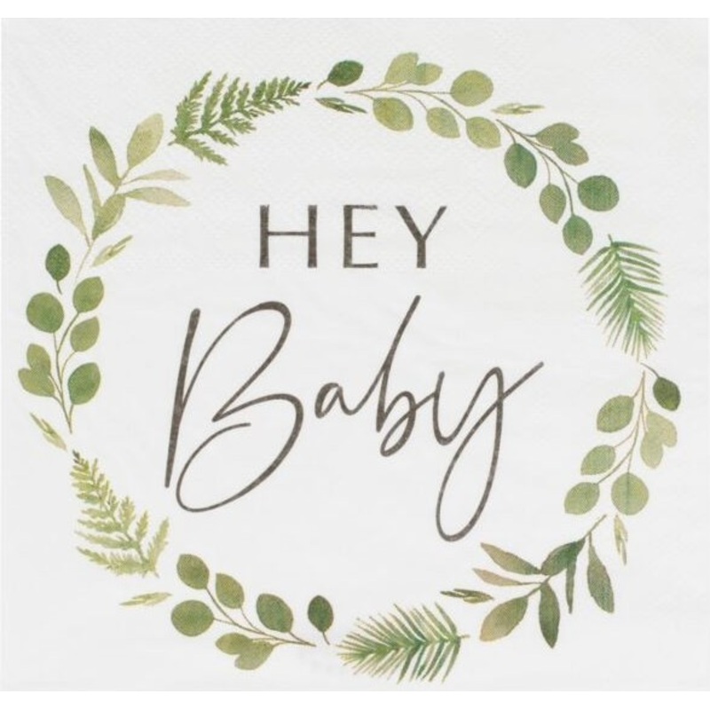 16 botanical baby shower napkins 18 x 17cm