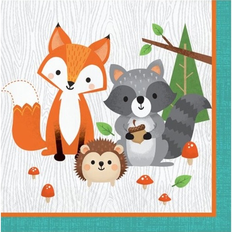 16 forest animals napkins 33cm
