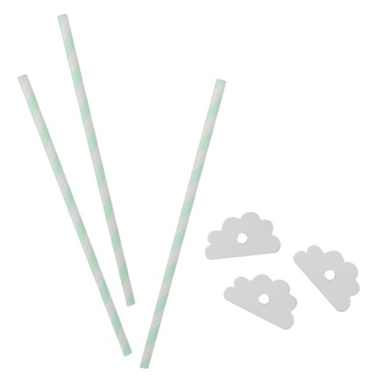 16 hello world clouds straws 19cm