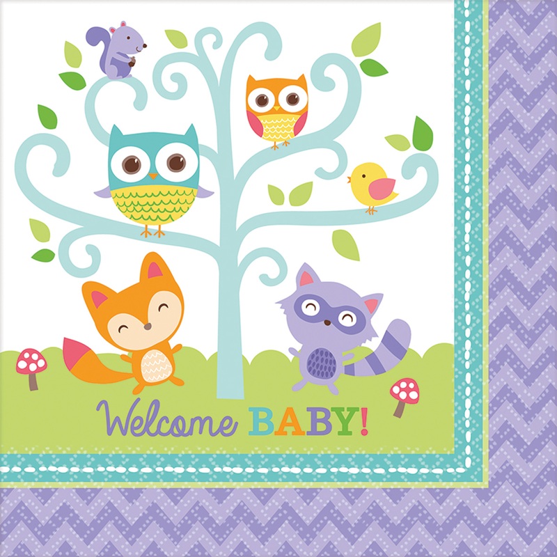 16 Welcome Baby napkin Adorable forest animals 33cm