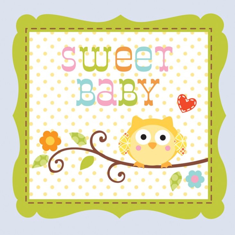 16 Woodland baby shower napkins blue 25cm