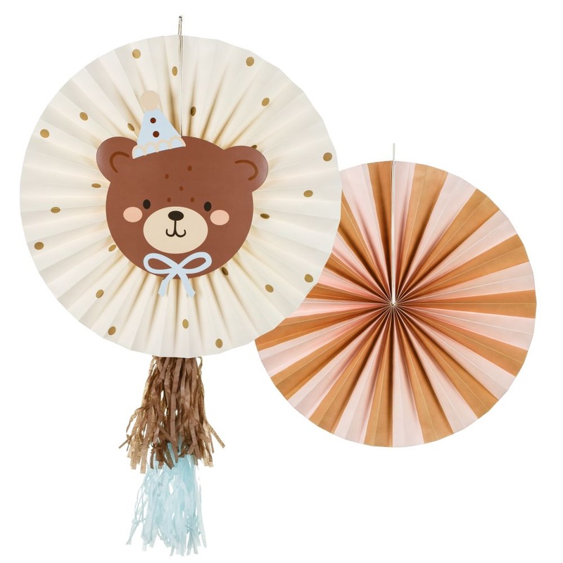2 decorative paper rosettes teddy bear 30cm - 35cm