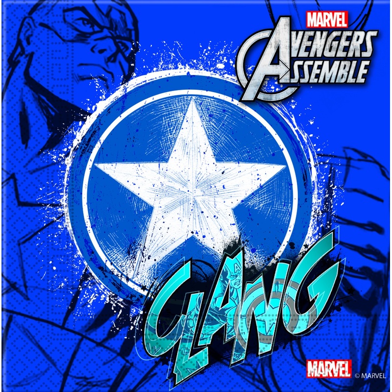 20 Avengers League Captain America napkins 33cm