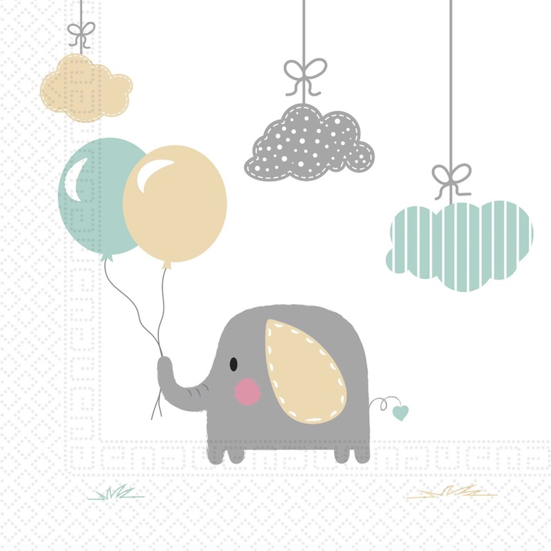 20 baby elephant napkins 33cm