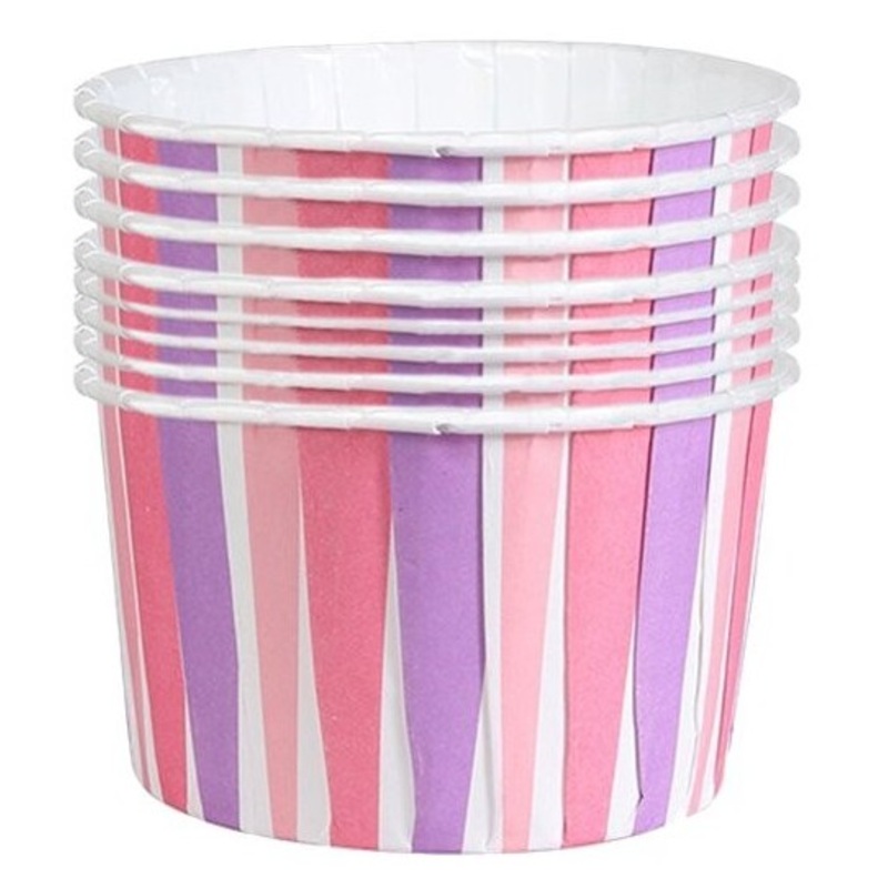 24 pink stripes muffin tins 6cm