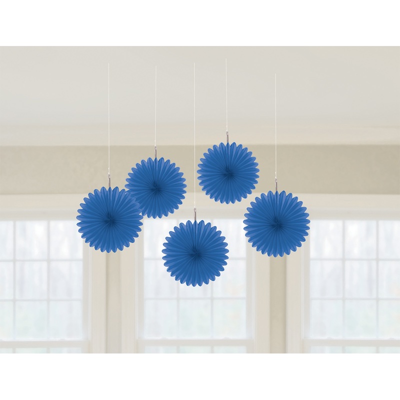 5 royal blue paper rosettes Juliane 15cm