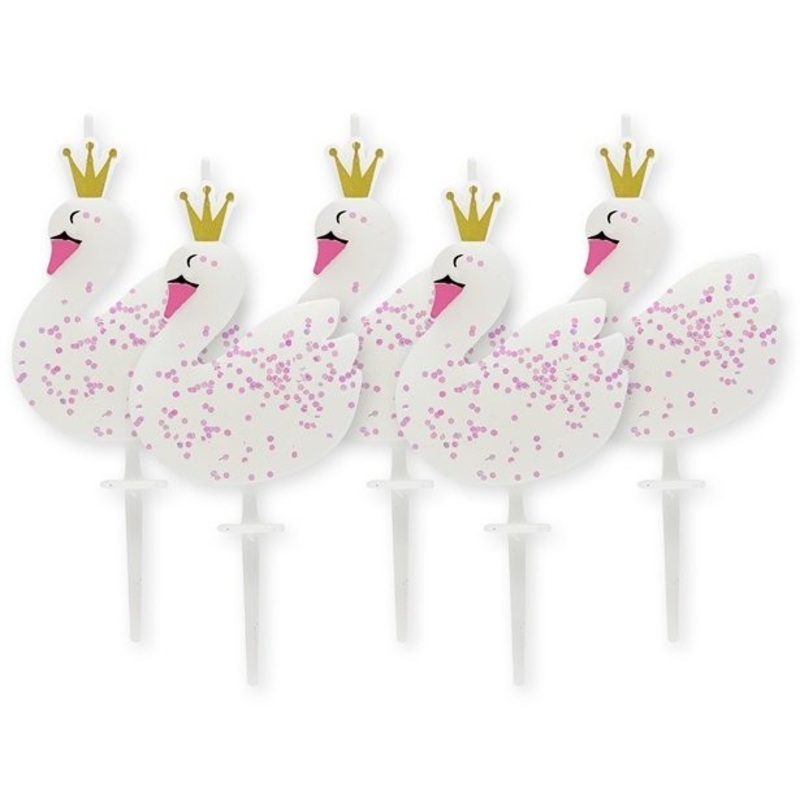 5 swan dream cake candles 6.7cm