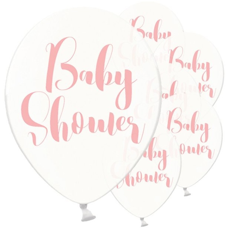 6 baby shower balloons pink 30cm