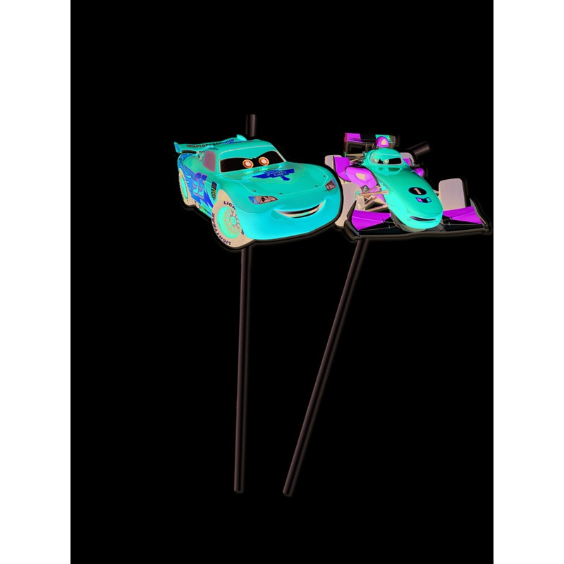 6 Cars Ice Racer Flexi straws 24cm