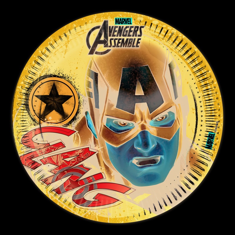8 Avengers League Captain America paper plates 23cm