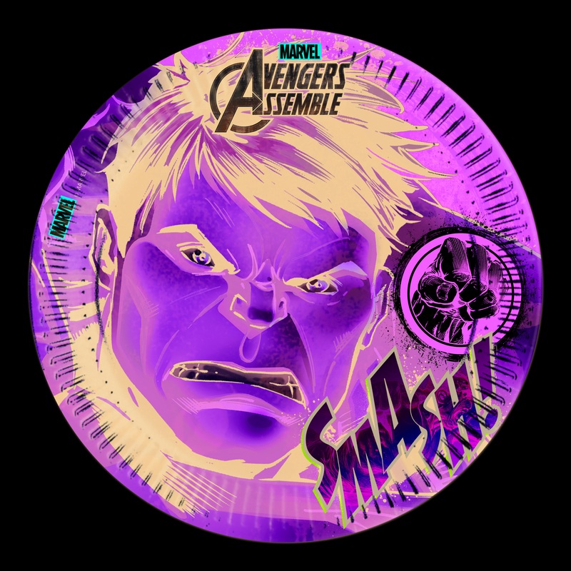 8 Avengers League Hulk paper plates 23cm