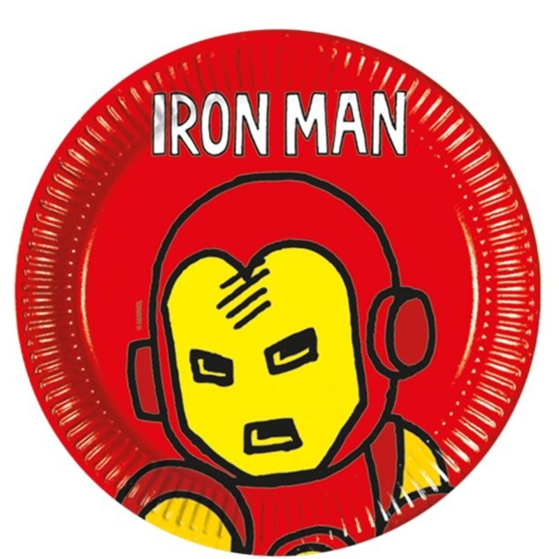 8 Iron Man paper plates 23cm