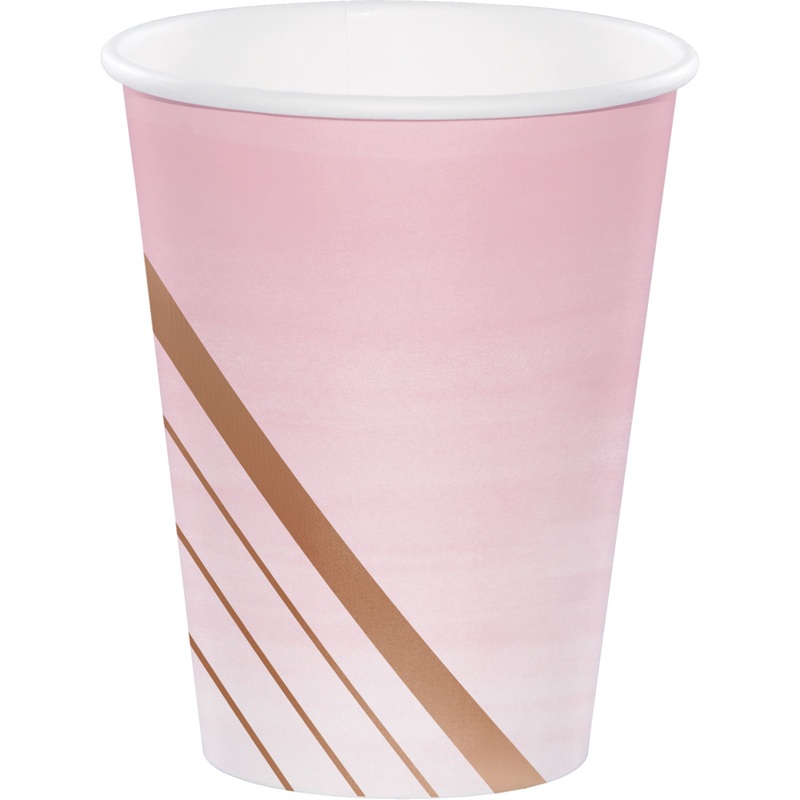 8 Rosy Blossom paper cups 355ml