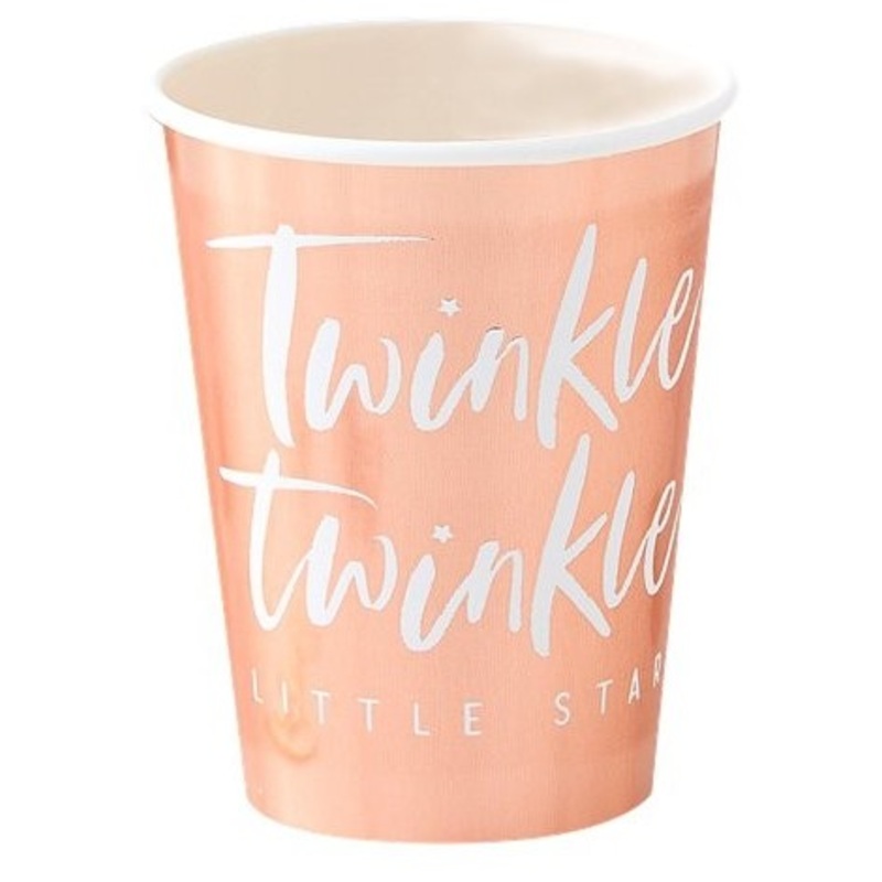 8 small star paper cups rose gold 266ml