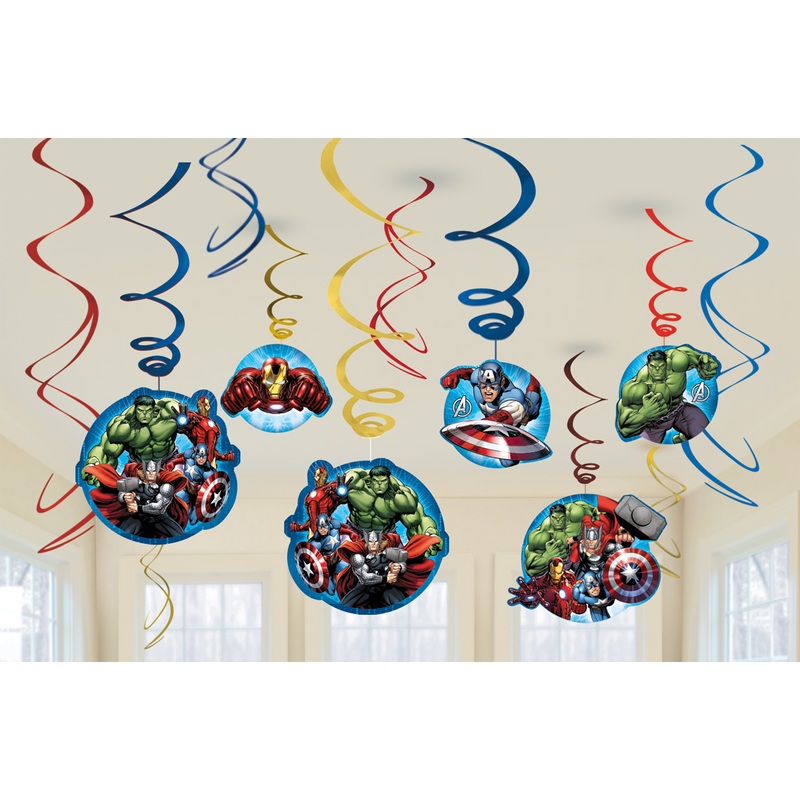 Avengers superhero swirl hanging decoration 12 pieces