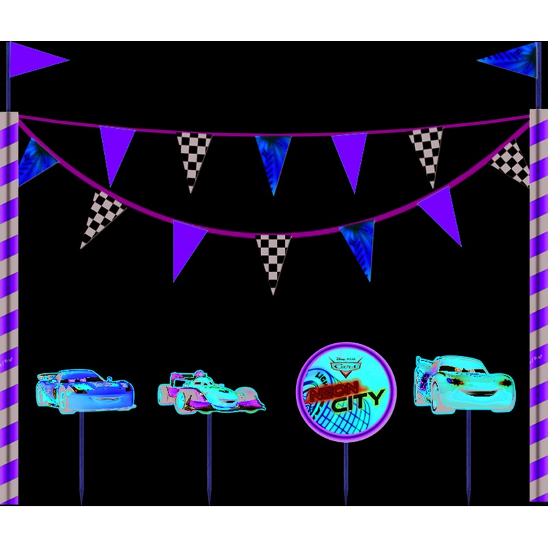 Cars Neon City Cake Decoration Banner
