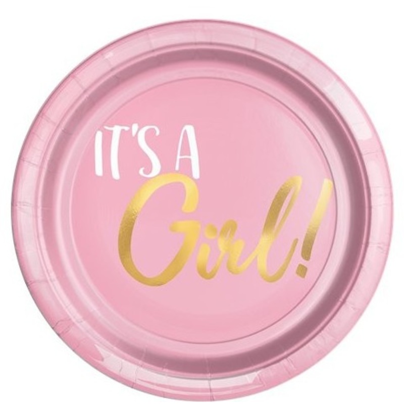 20 Its a Baby Girl paper plates 18cm