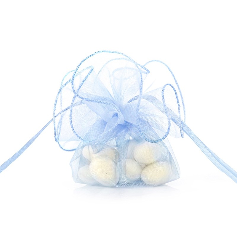 20 organza bags Flora baby blue 26cm