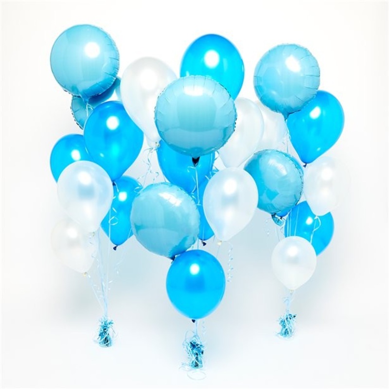 3 blue and white ocean balloon bouquets