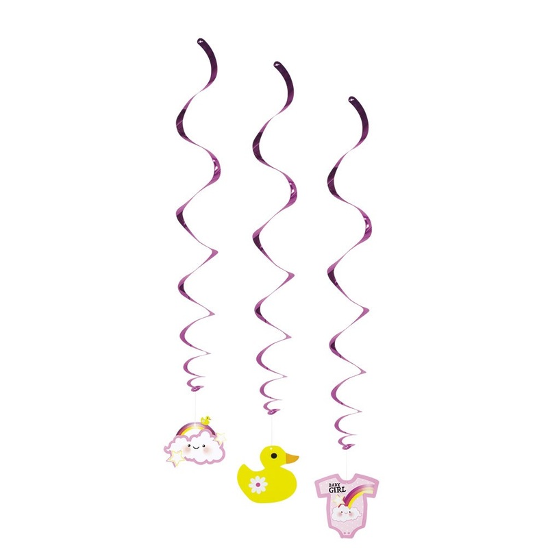 3 girl baby shower swirl spirals
