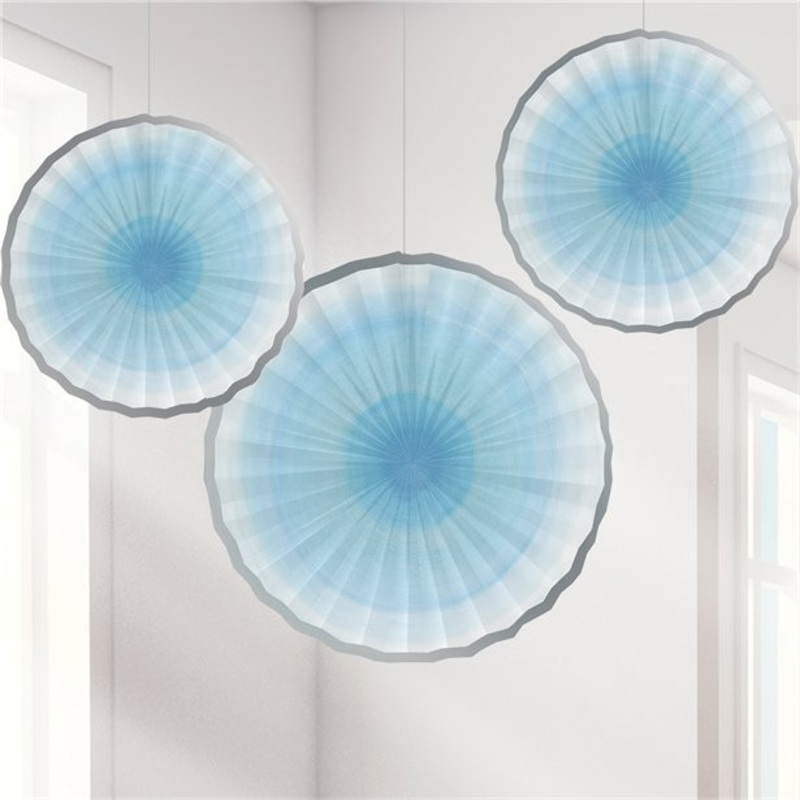 3 Little Blue Star paper rosettes