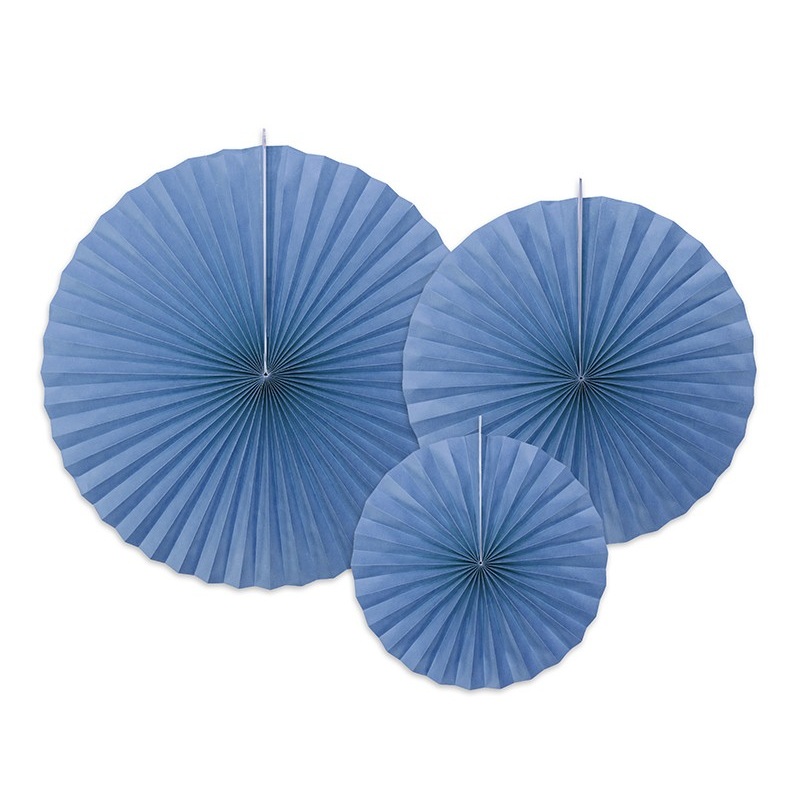 3 paper rosettes Elenor dark blue