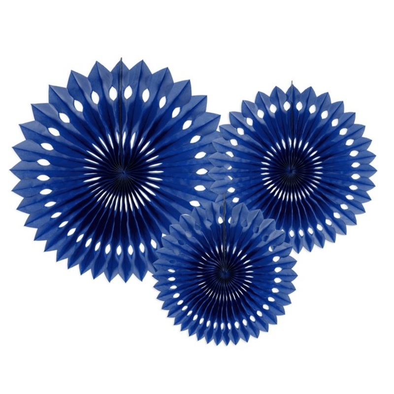 3 paper rosettes Kate dark blue