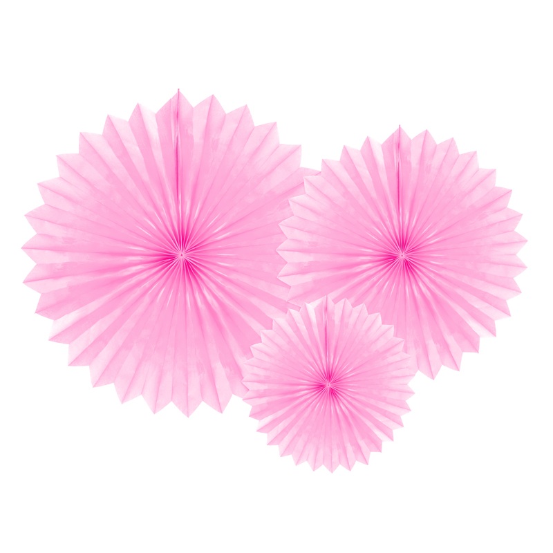 3 paper rosettes party star pink