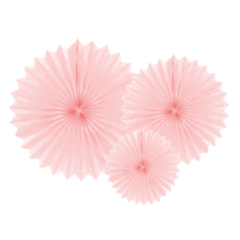 3 paper rosettes Partystar light pink