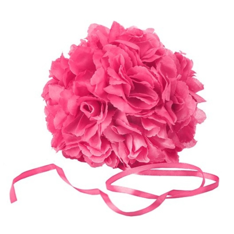 3 pink flower balls