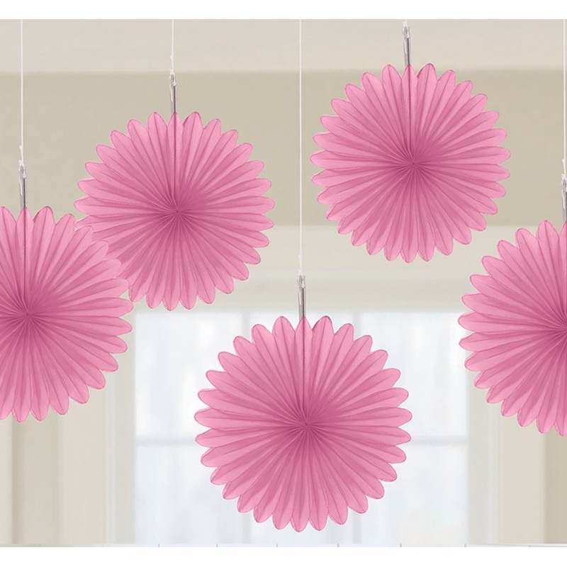 5 decorative rosettes pink 15cm