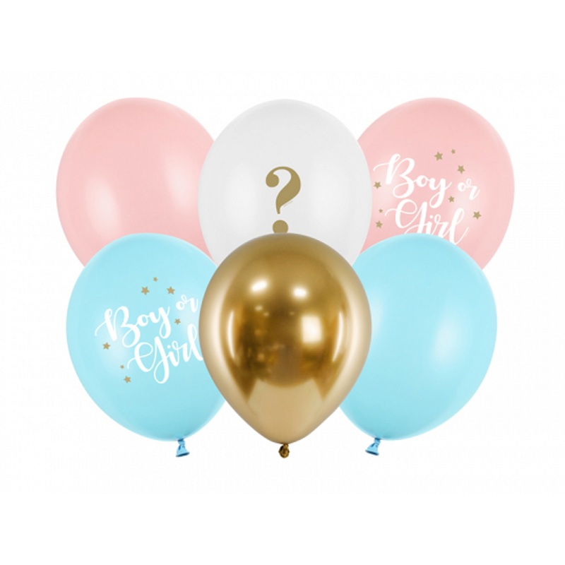 6 boy or girl mom to be balloons 30cm