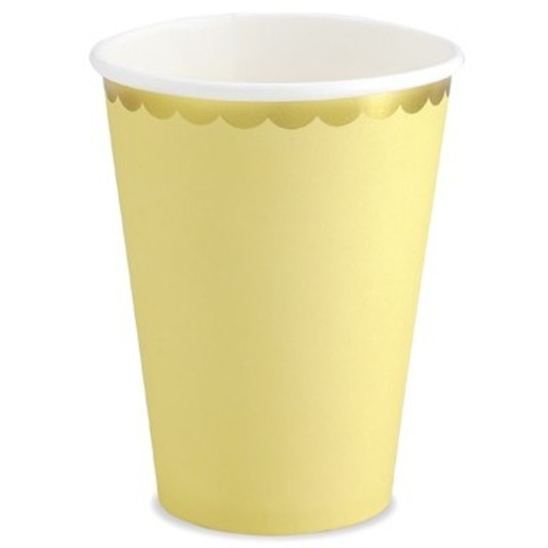 6 candy party paper cups yellow 220ml