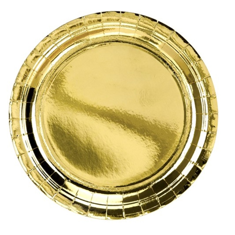 6 metallic paper plates gold 23cm