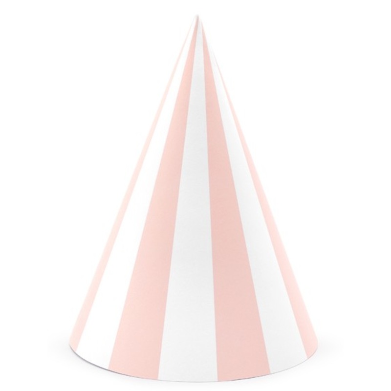 6 One Star party hats light pink 16cm