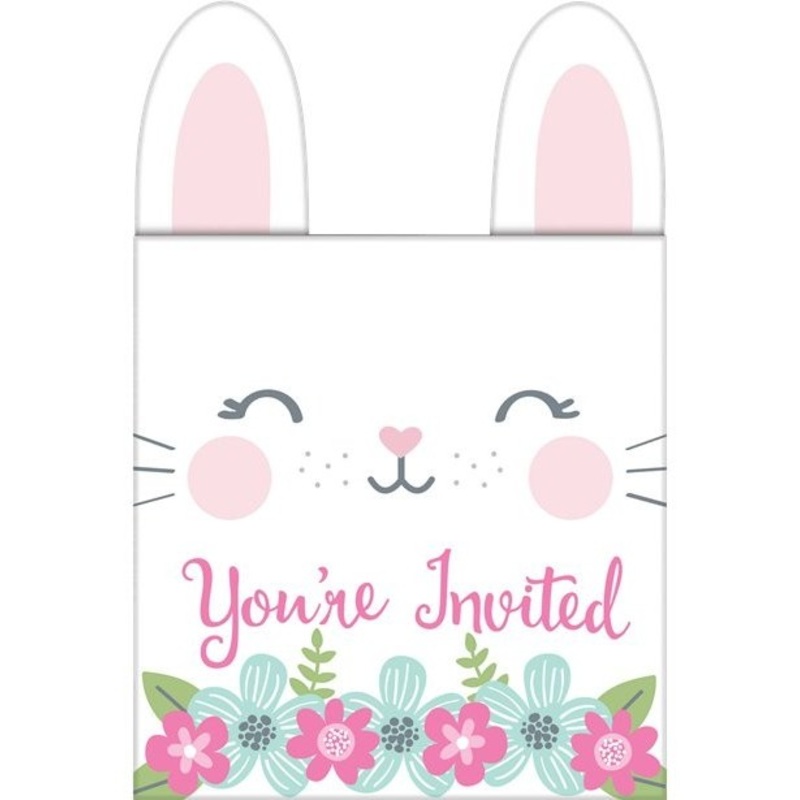 8 bunny invitation cards with envelopes