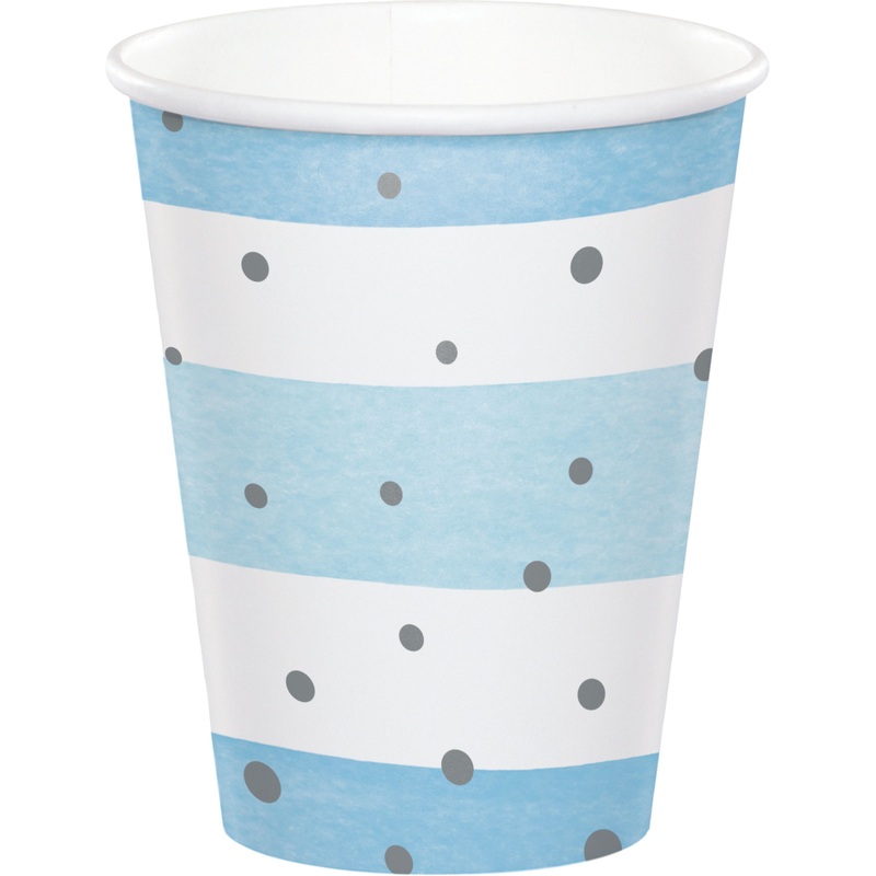 8 Welcome Baby Boy paper cups 256ml