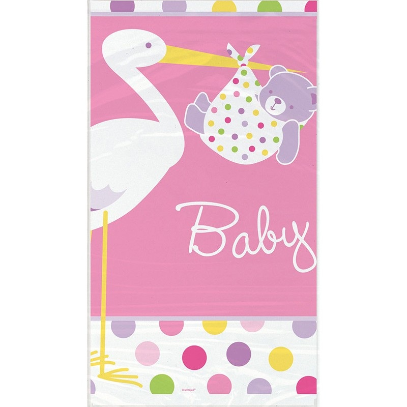 Baby girl stork tablecloth
