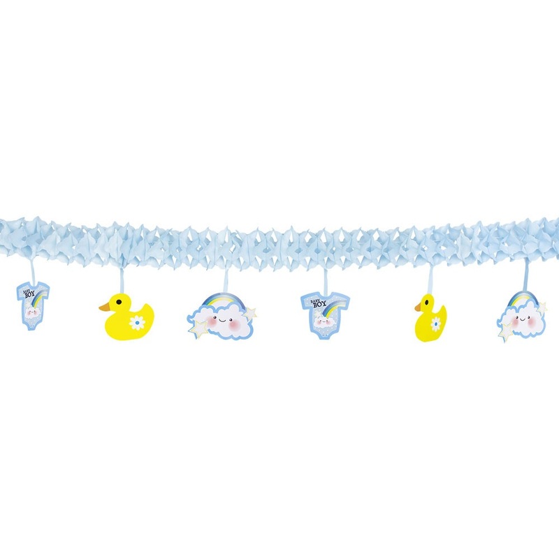 Baby party paper garland blue 4m