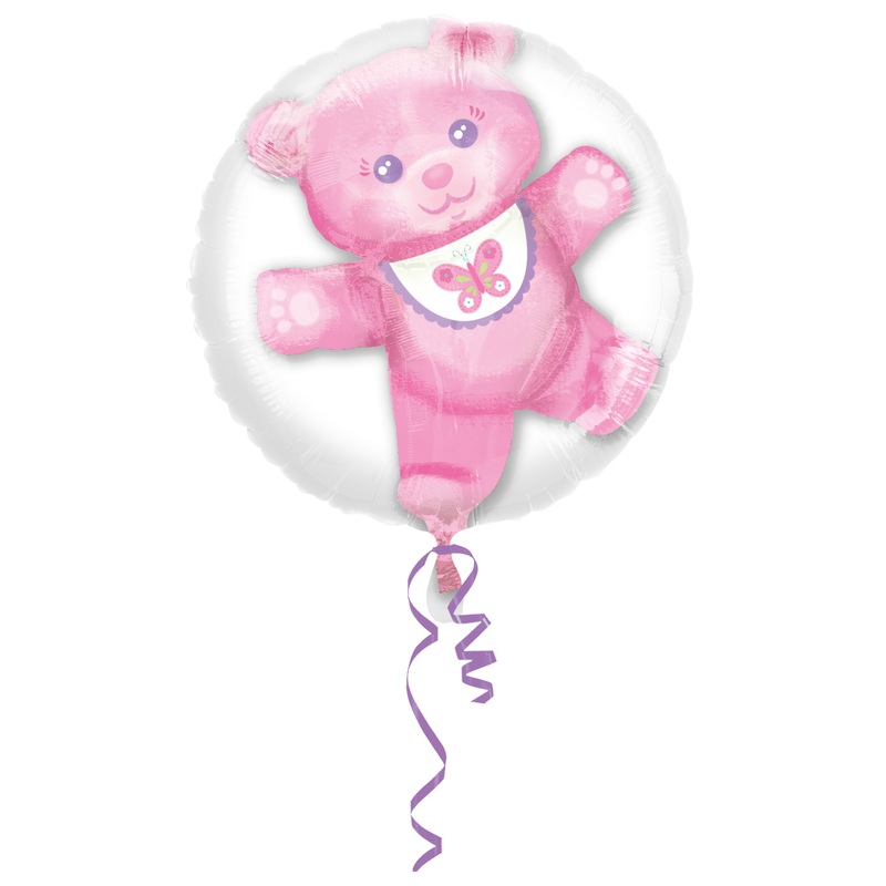 Baby shower balloon in balloon pink teddy 60cm