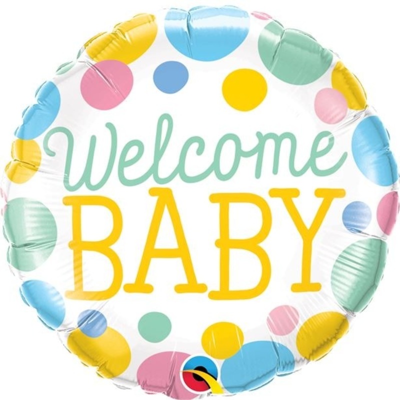 Dot foil balloon baby shower Welcome Baby